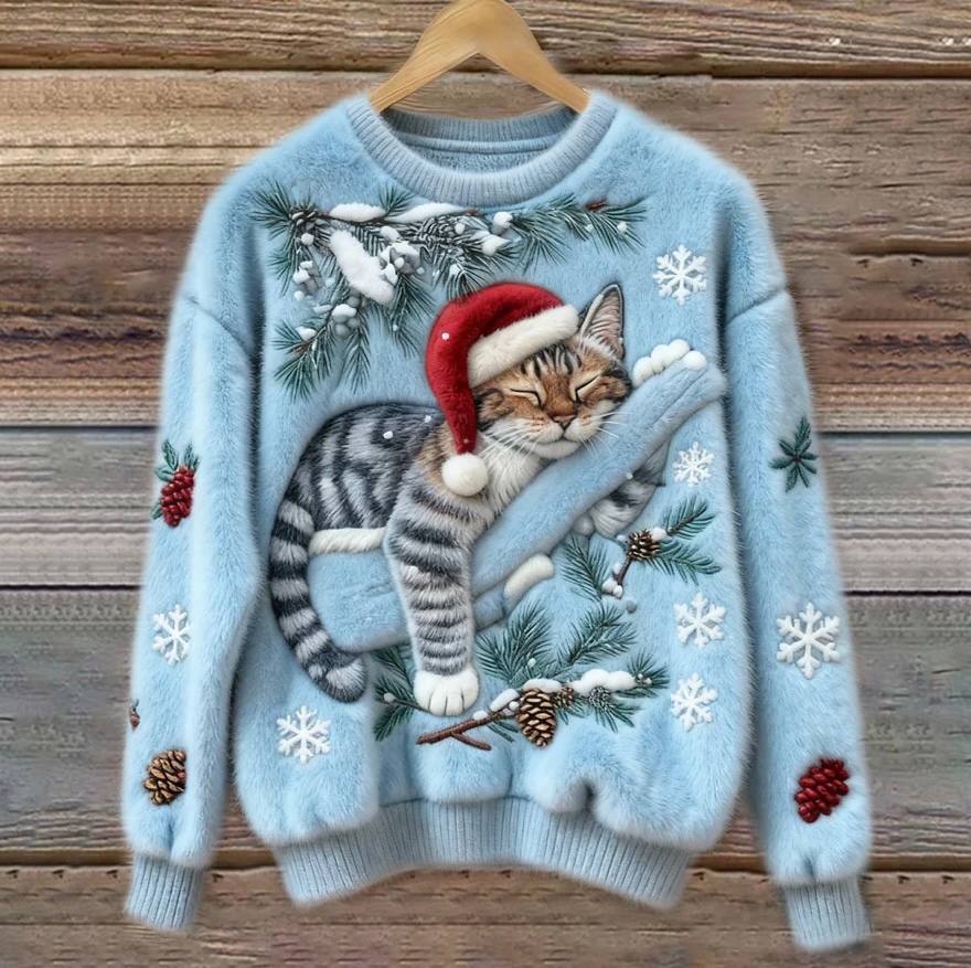 Pull de Noël amusant pour chat avec motif en 3D