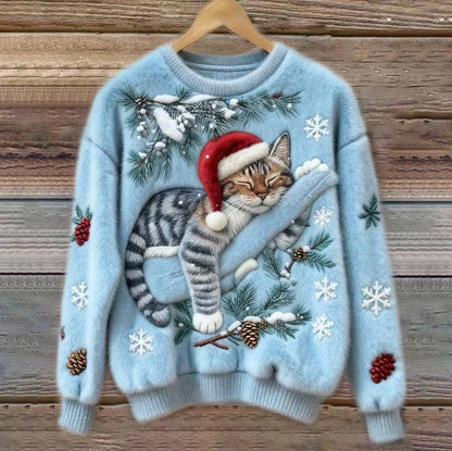 Pull de Noël amusant pour chat avec motif en 3D
