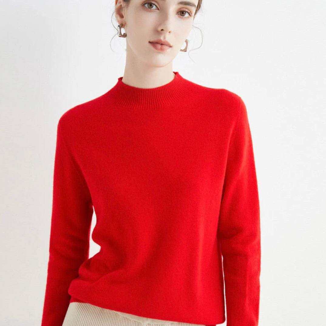 Pull ras du cou en cachemire doux pour femme