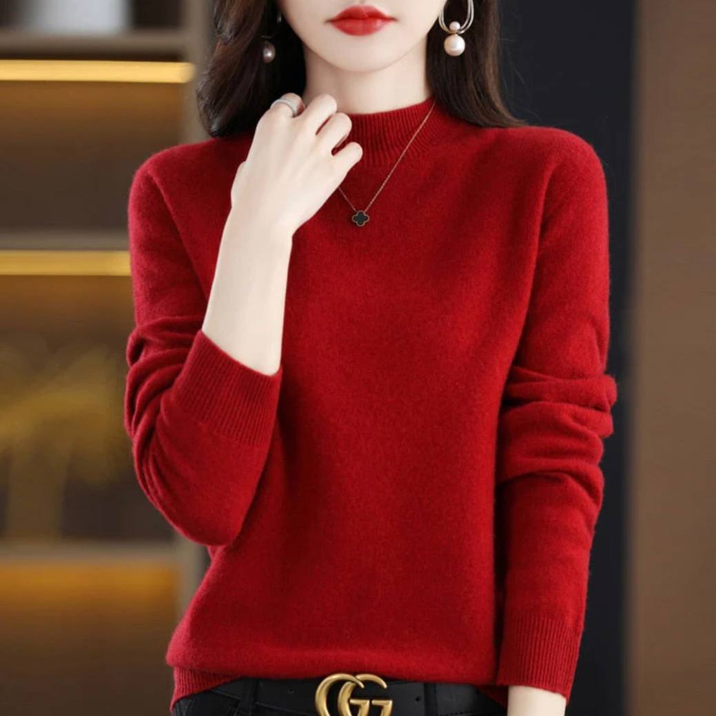 Pull ras du cou en cachemire doux pour femme