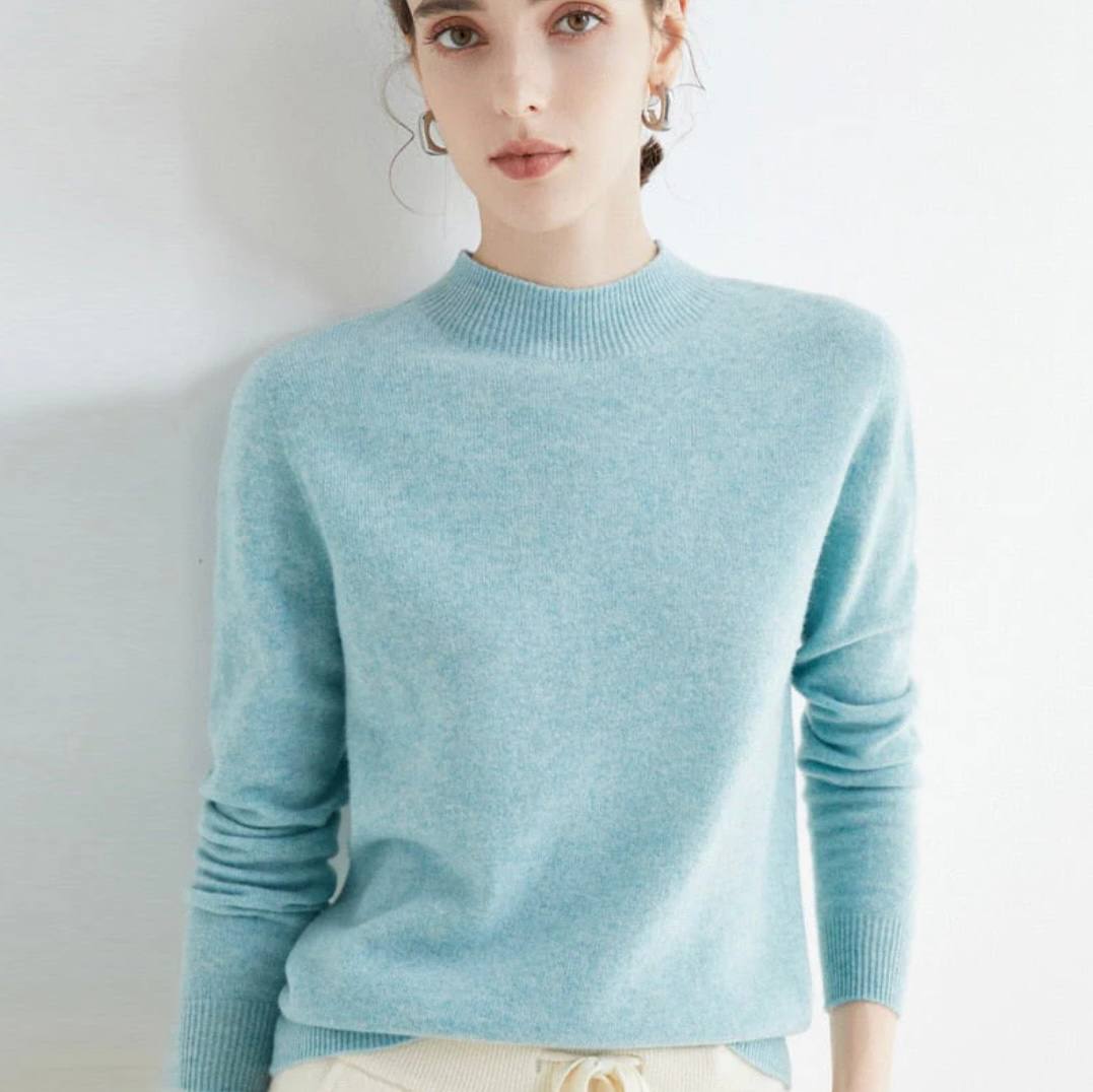 Pull ras du cou en cachemire doux pour femme
