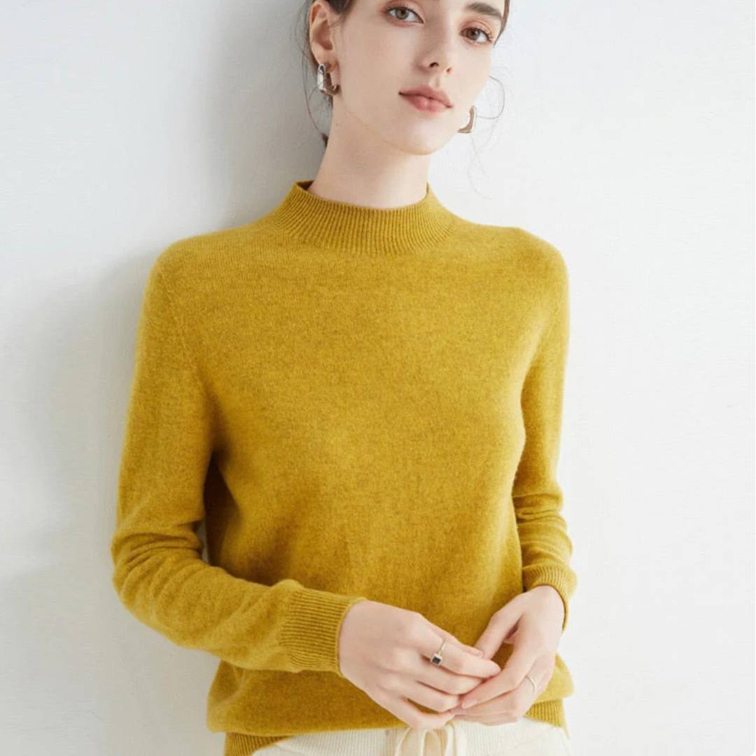 Pull ras du cou en cachemire doux pour femme
