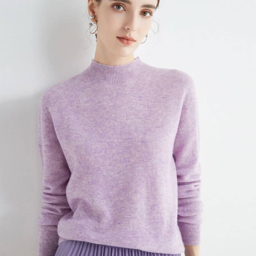 Pull ras du cou en cachemire doux pour femme