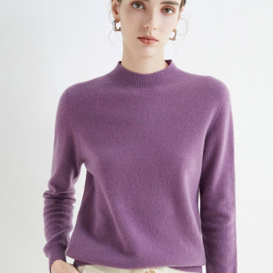 Pull ras du cou en cachemire doux pour femme