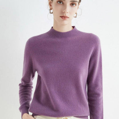 Pull ras du cou en cachemire doux pour femme