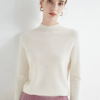 Pull ras du cou en cachemire doux pour femme