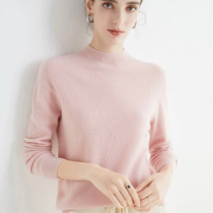 Pull ras du cou en cachemire doux pour femme