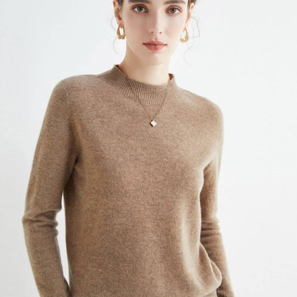 Pull ras du cou en cachemire doux pour femme