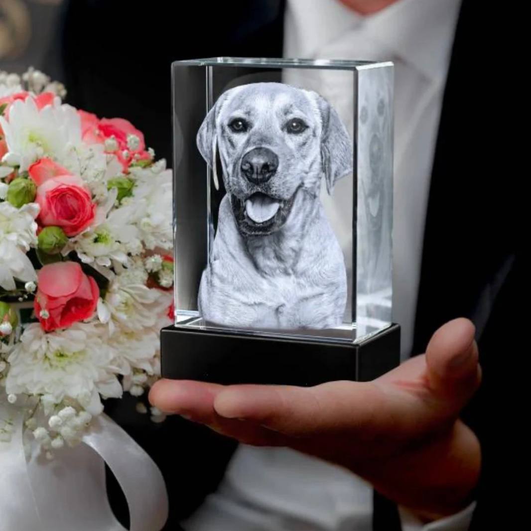 Cadre photo en cristal personnalisable pour animaux de compagnie