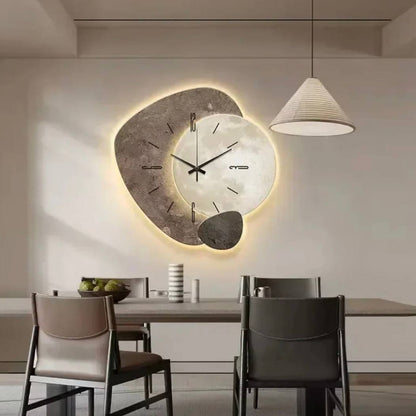 Horloge Murale Rustique en Bois avec Lumière LED Chaude