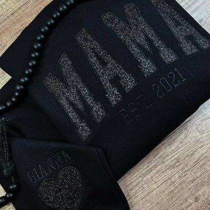 Sweat à capuche maman personnalisable avec texte pailleté personnalisé