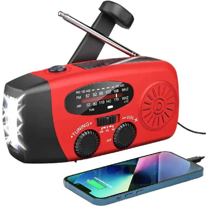Radio AM FM à manivelle compacte avec lampe de poche