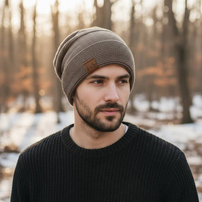 Bonnet d'hiver douillet pour homme, bonnet chaud en maille douce