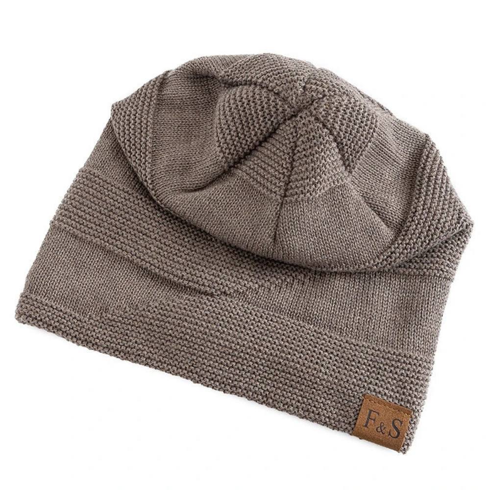 Bonnet d'hiver douillet pour homme, bonnet chaud en maille douce