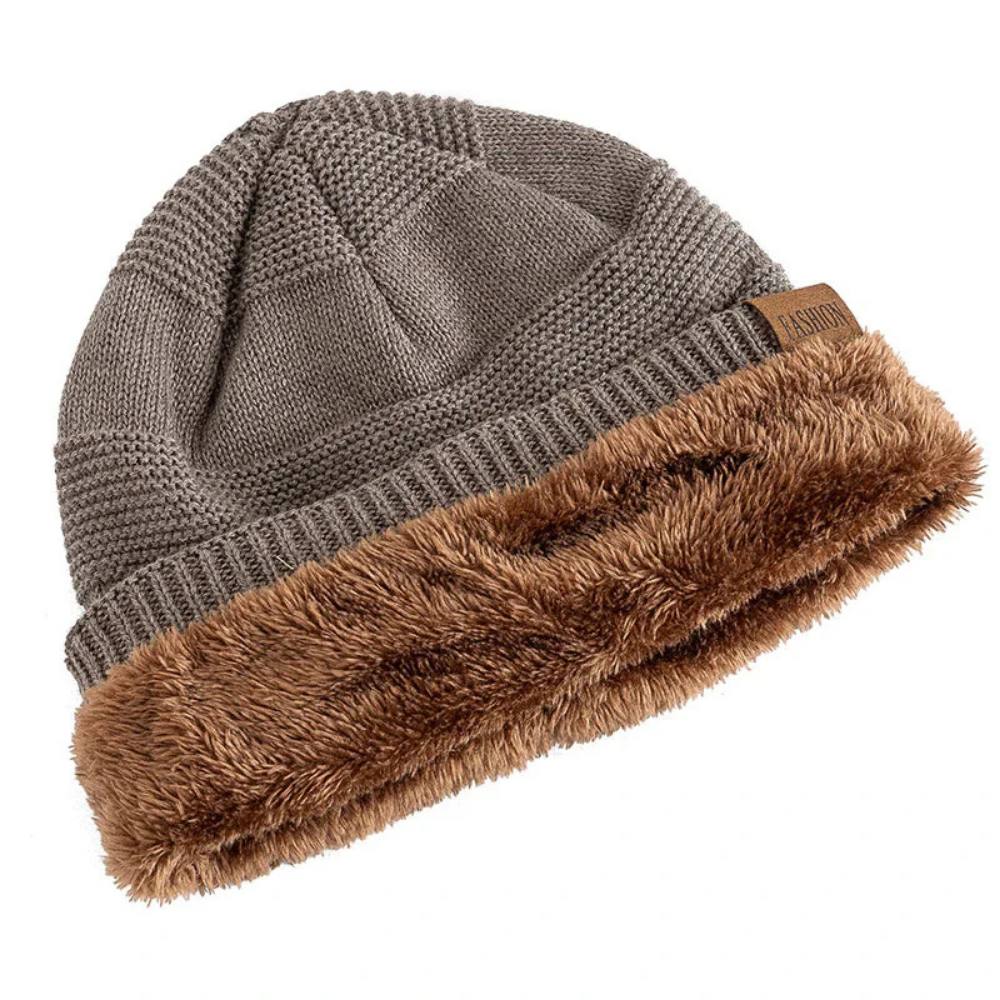 Bonnet d'hiver douillet pour homme, bonnet chaud en maille douce