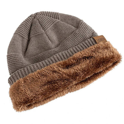 Bonnet d'hiver douillet pour homme, bonnet chaud en maille douce