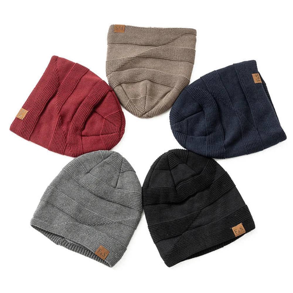 Bonnet d'hiver douillet pour homme, bonnet chaud en maille douce