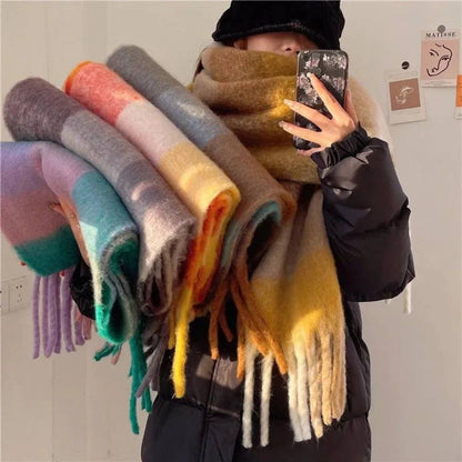 Écharpe luxueuse en cachemire multicolore et moelleuse
