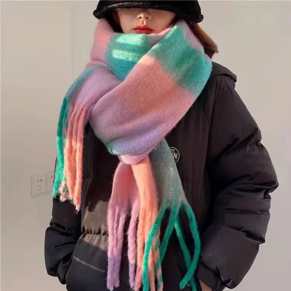 Écharpe luxueuse en cachemire multicolore et moelleuse