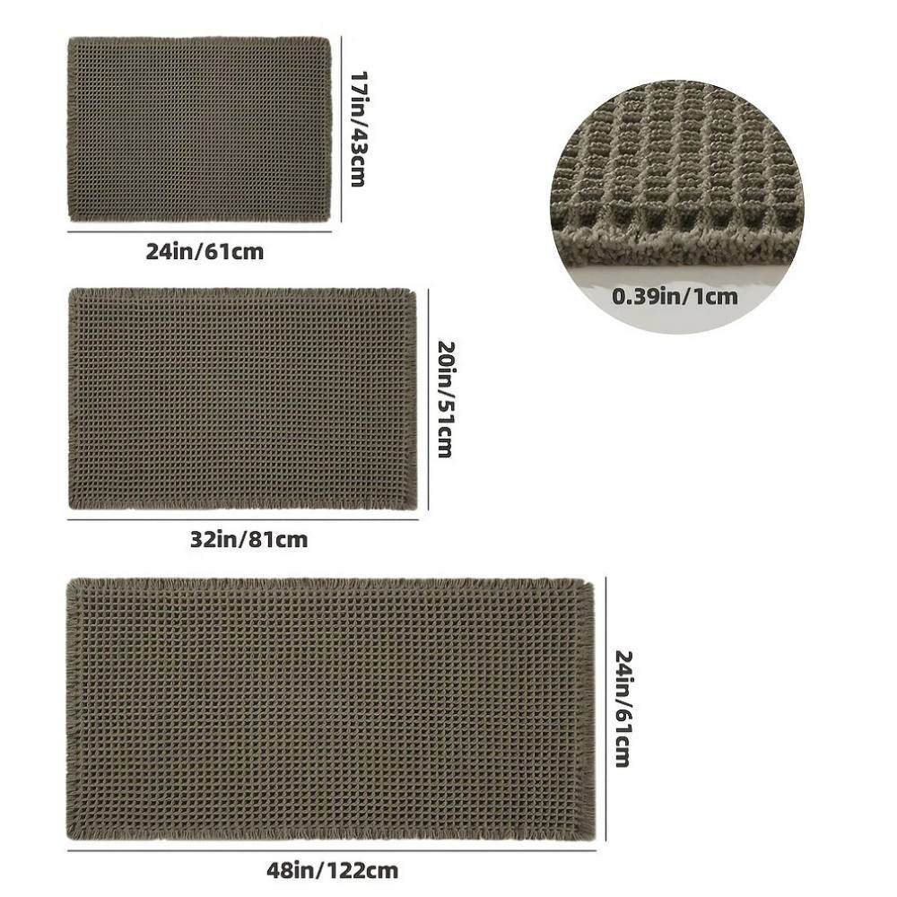 Tapis de bain doux antidérapant à pompons, lavable
