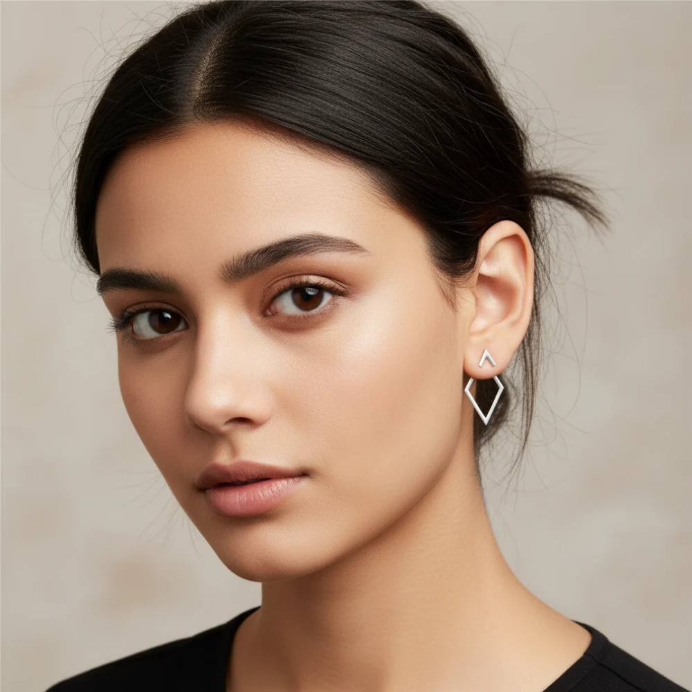 Boucles d'oreilles clous géométriques simples, ton or ou argent