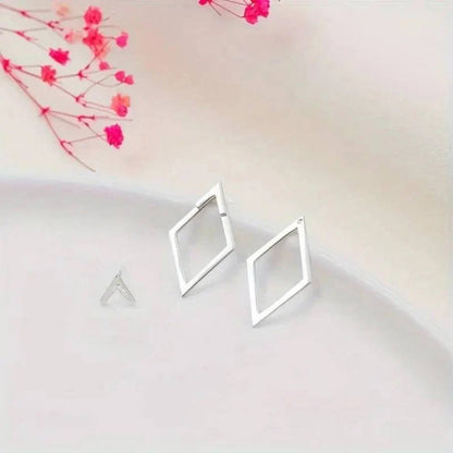 Boucles d'oreilles clous géométriques simples, ton or ou argent