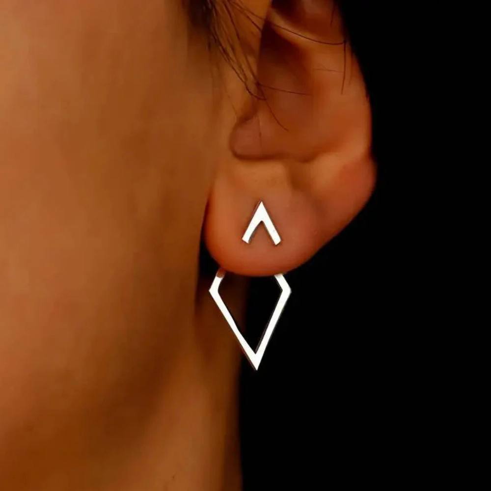 Boucles d'oreilles clous géométriques simples, ton or ou argent