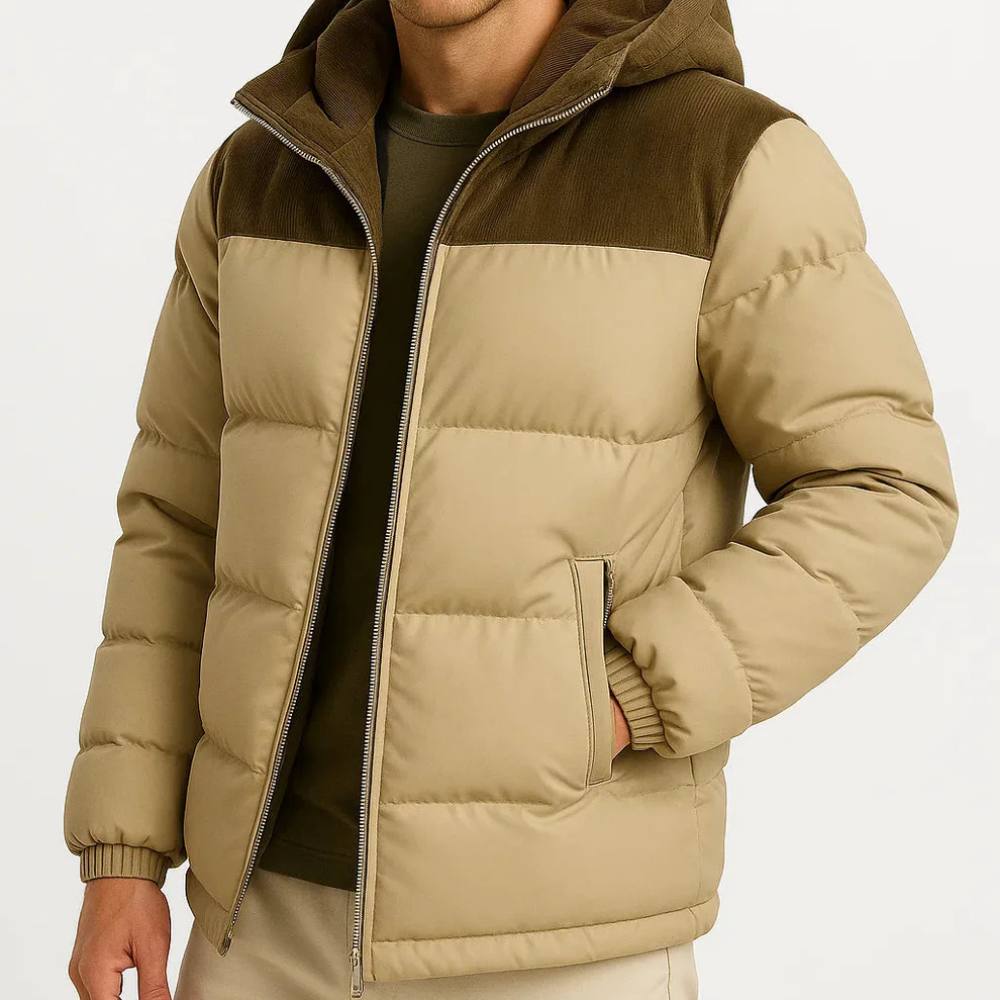 Doudoune chaude imperméable à capuche pour homme