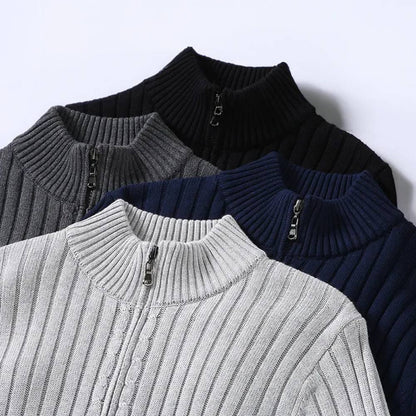 Cardigan zippé classique pour homme, coupe ajustée en maille