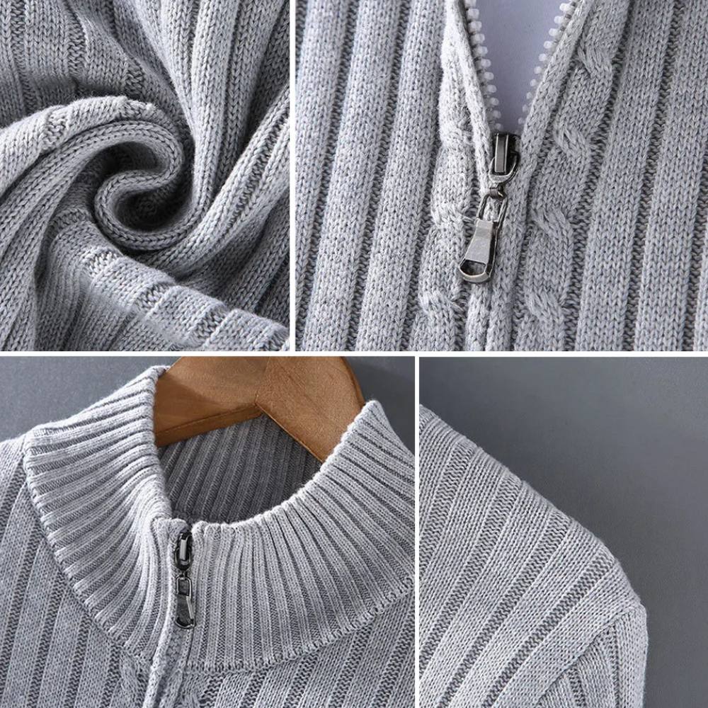 Cardigan zippé classique pour homme, coupe ajustée en maille
