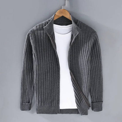 Cardigan zippé classique pour homme, coupe ajustée en maille