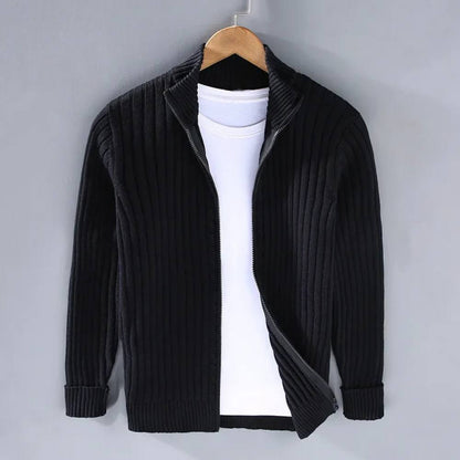 Cardigan zippé classique pour homme, coupe ajustée en maille