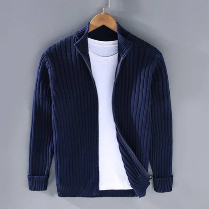 Cardigan zippé classique pour homme, coupe ajustée en maille