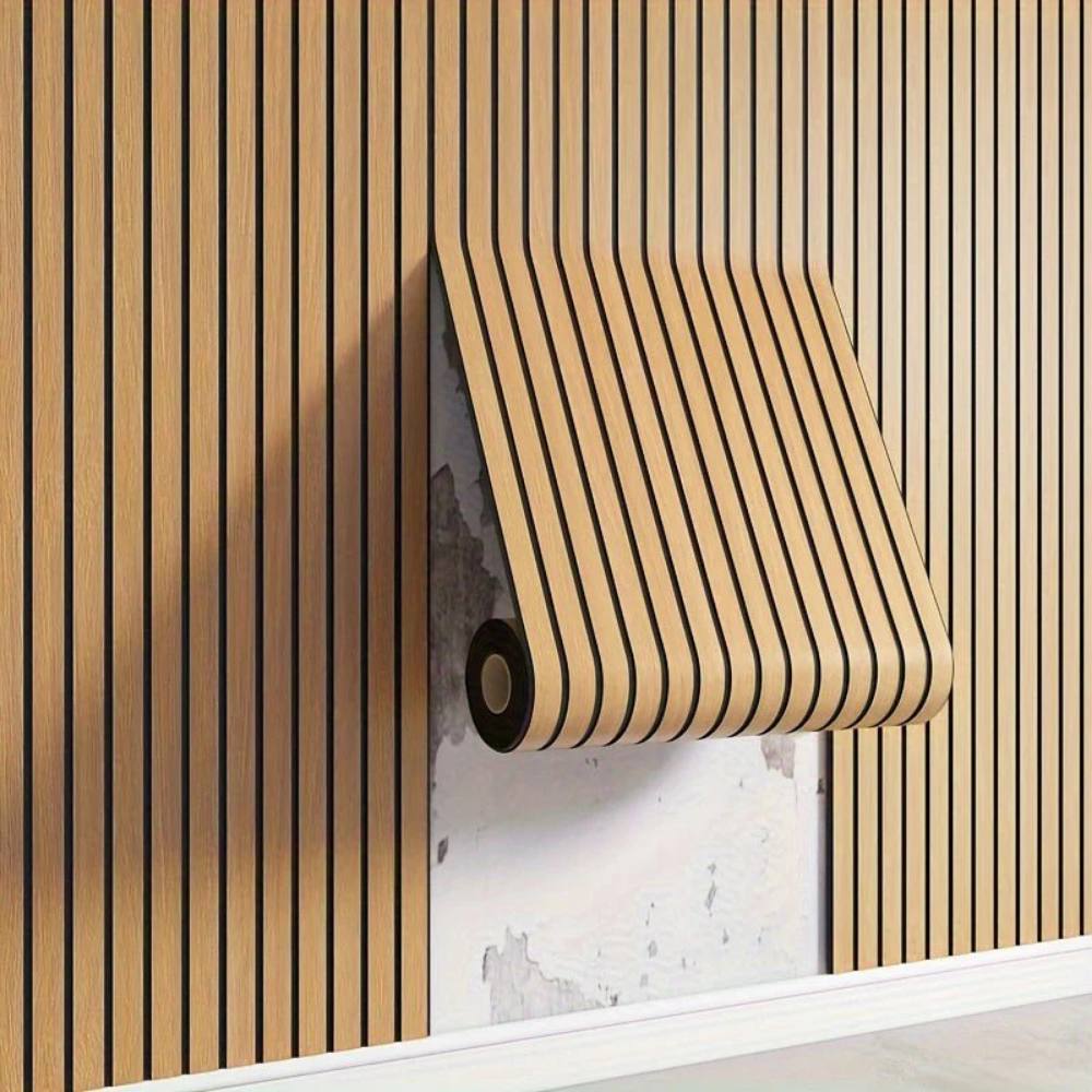 Panneaux muraux autocollants en bois à texture 3D