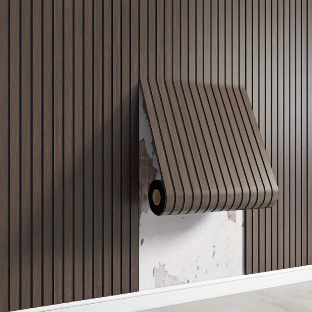 Panneaux muraux autocollants en bois à texture 3D