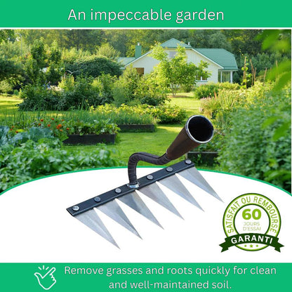 Râteau de jardin robuste pour le désherbage
