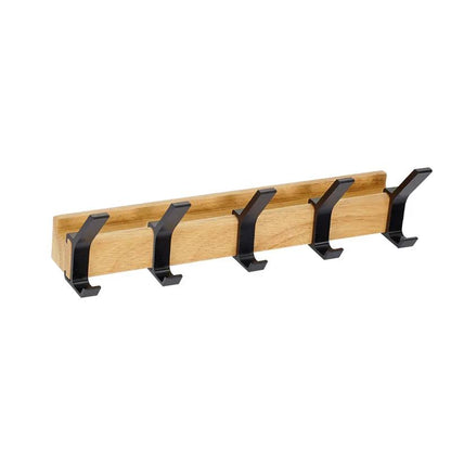 Porte-manteau mural 5 crochets en bois design moderne, gain de place