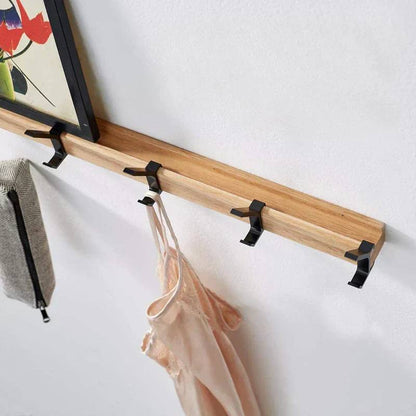 Porte-manteau mural 5 crochets en bois design moderne, gain de place