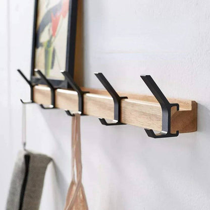 Space Saving 5 Hook Wooden Coat Rack Modern Design - Ortekor