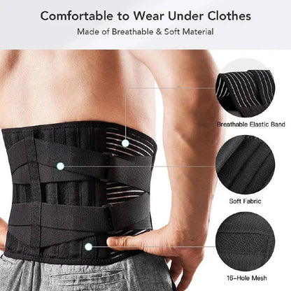 Ceinture lombaire ergonomique avec support en acier réglable