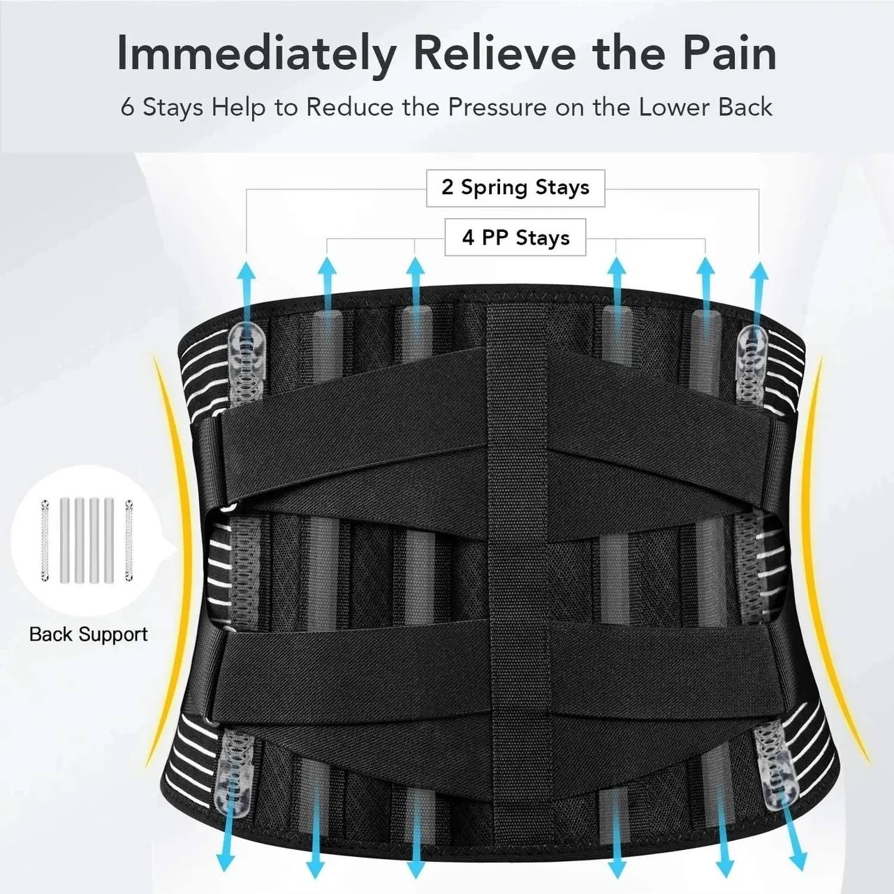 Ceinture lombaire ergonomique avec support en acier réglable
