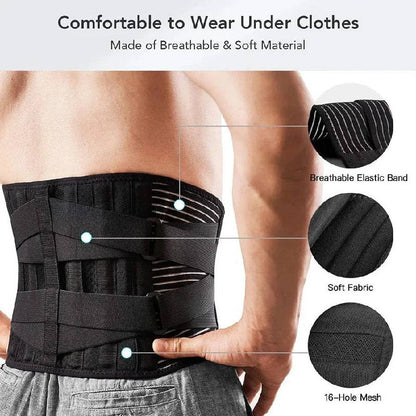 Ceinture lombaire ergonomique avec support en acier réglable