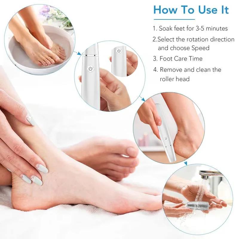 Râpe Électrique Anti-callosités Rapide pour Pieds avec Lumière LED