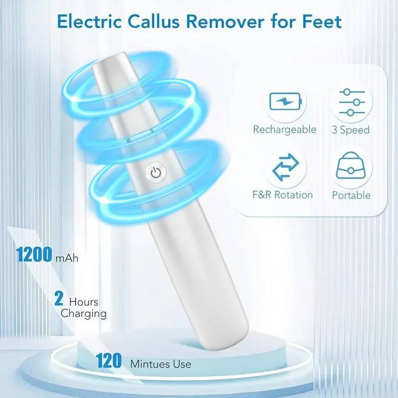 Râpe Électrique Anti-callosités Rapide pour Pieds avec Lumière LED