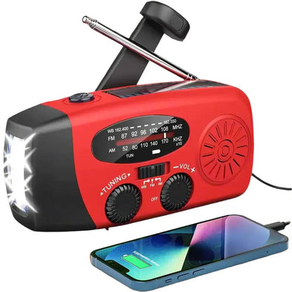Radio solaire portative à manivelle avec batterie externe