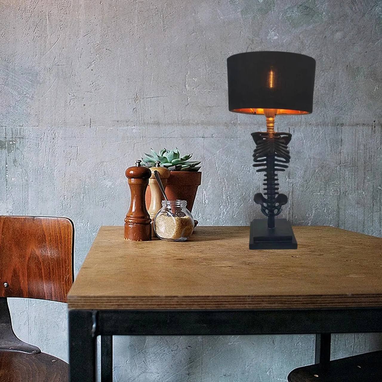 Lampe de bureau crâne foncé, Lampe décorative unique