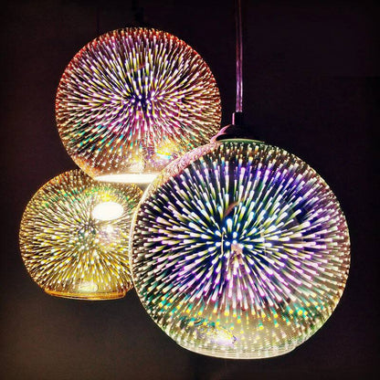 Plafonnier boule en verre suspendu coloré