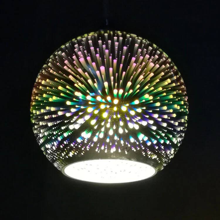 Plafonnier boule en verre suspendu coloré