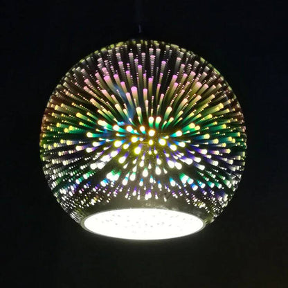 Plafonnier boule en verre suspendu coloré