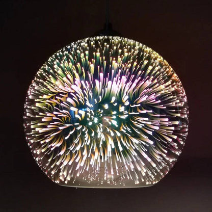 Plafonnier boule en verre suspendu coloré